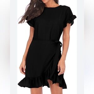 Et clet Womens Round Neck Ruffles Wrap Dresses Party Dress